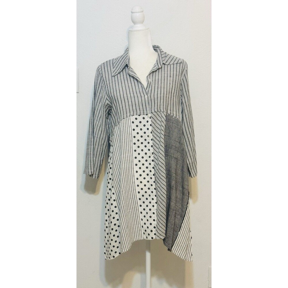 NWT Paper Lace Women Size M Button Up Patchwork Tunic Top Boho Lagenlook
